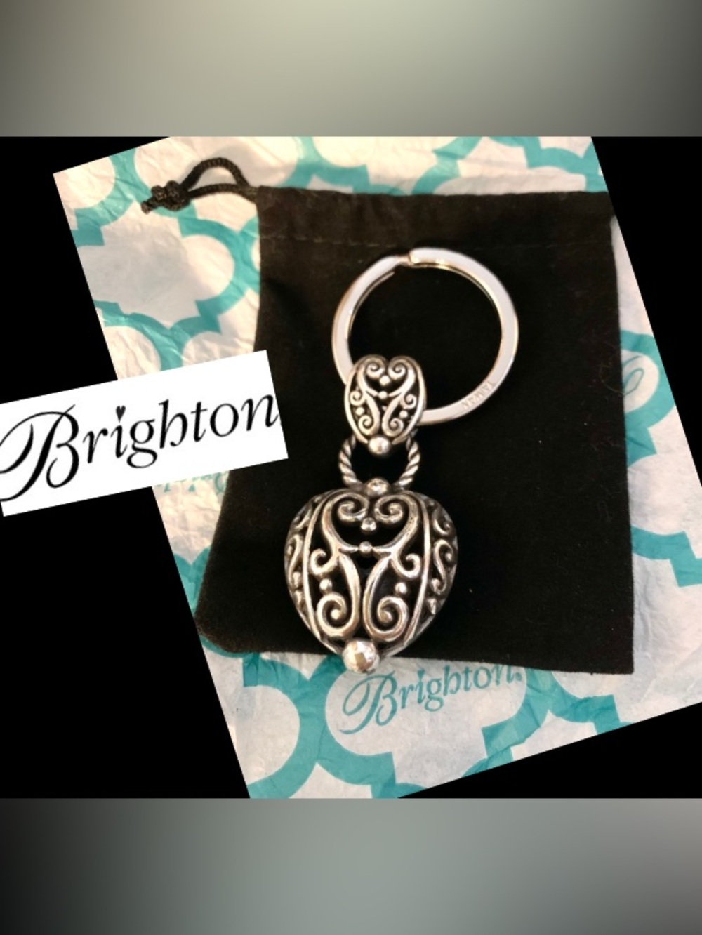Brighton Silver Heart Filigree Keyring